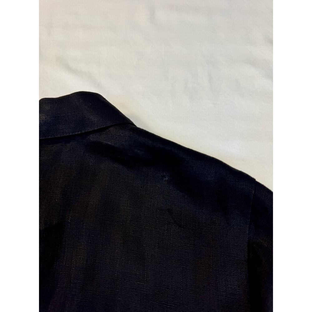 Carol Anderson Vintage Linen Shirt Black Women's Large Petite Lagenlook Coastal - Picture 4 of 13